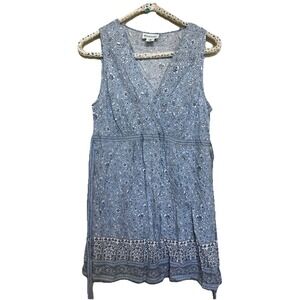 Motherhood Maternity Shirt Size Medium‎ Popover Sleeveless Tie Back Blue Floral